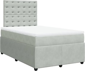 vidaXL Pat box spring cu saltea, gri deschis, 120x190 cm, catifea
