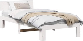 vidaXL Cadru de pat cu headboard Alb 90 x 190 cm Lemn de pin masiv