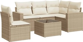 vidaXL Set canapele de grădină cu perne, 6 piese, bej, poliratan