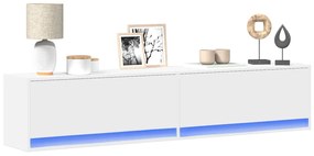 vidaXL Comodă TV de perete cu lumini LED, alb, 180x31x38 cm
