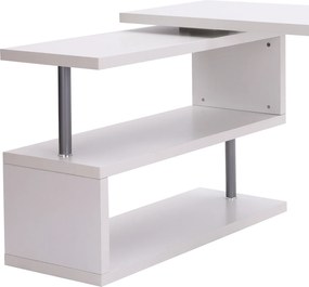 HOMCOM Birou pentru calculator masă modulară pentru sufragerie cu bibliotecă adiacentă design contemporan melaminat metal cromat alb | Aosom Romania