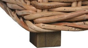 Set lounge exterior din rattan natural împletit, 4 piese cu canapea, 2 fotolii, măsuță și perne incluse, "Bahia"