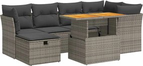vidaXL Set canapele grădină cu perne 7 piese gri poliratan/lemn acacia