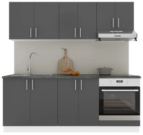 Set Bucatarie Karo V10, Antracit/Alb, Blat Thermo 28 mm, L 200 cm