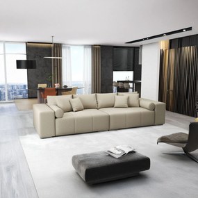 Canapea extensibilă dumonde cu ladă de depozitare si sezut confortabil din spuma high-density, Marbela Enjoy Camel XXL 295x100 cm