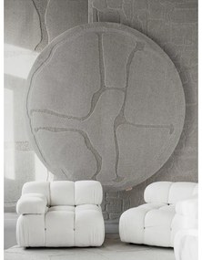 Covor gri rotund din lână ø 200 cm Morphic Organica – Agnella