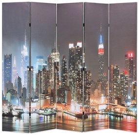 245863 vidaXL Paravan cameră pliabil, 200x170 cm, New York pe timp de noapte