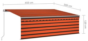 Copertina retractabila manual cu stor, portocaliumaro, 4,5x3 m portocaliu si maro, 4.5 x 3 m