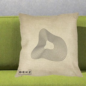 Perna Decorativa Abstract Linii Organice, 40x40 cm, Crem, Husa Detasabila, Perna Inclusa, BEKZ®