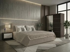 Set dormitor Malibu Bej cu dulap Atlantic 150 cm Wenge