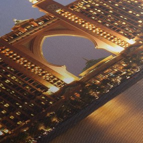Tablou construcției în Dubai (cu ceas) (90x30 cm)