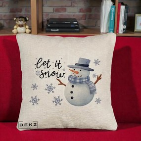 Perna Decorativa Let It Snow Om de Zapada, 40x40 cm, Bej Canapea, Husa Detasabila, Perna Inclusa, BEKZ®