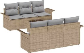 vidaXL Set de canapele pentru grădină 7 pcs Bej și gri poliratan