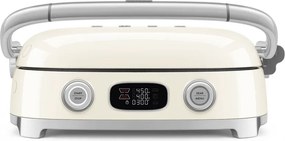 Grătar multifuncțional SMEG 50's Style MGF01CREU, 2100 W, 60-230 °C, 3 programe, acoperire ceramică, tavă de scurgere, semnal sonor, cronometru, culoare crem