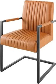 Scaun cu brate design retro Big Aston piele naturala coniac vintage