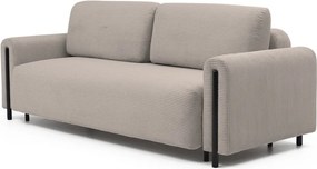 Canapea maro deschis extensibilă/cu spațiu de depozitare cu tapițerie din catifea reiată 244 cm Arcadova – ELTAP