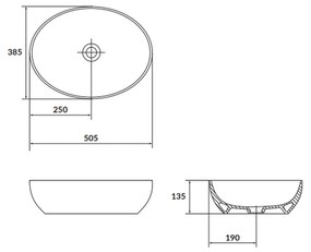 Lavoar pe blat alb mat 50 cm, oval, Cersanit Larga Alb mat