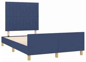 3270533 vidaXL Cadru de pat cu tăblie, albastru, 120x190 cm, material textil