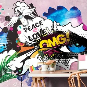 Tapet autoadeziv ochiul graffitti albastru