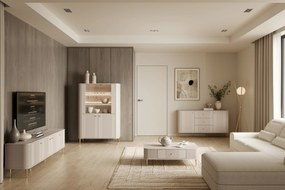 Vitrină Vesper 103 cm - caju / picioare aurii