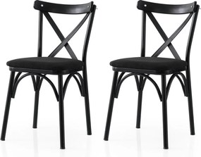 Set 2 scaune EKOL 290 V2, negru, stofa clasica/metal, 42x40x81 cm