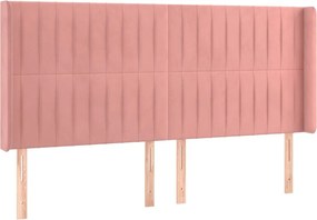 vidaXL Tăblie de pat cu aripioare, roz, 183x16x118/128 cm, catifea
