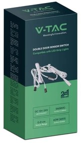 Senzor cu 2 capete pentru usa, 12-24V, Max 60 W, 1.5 m, alb, V-TAC