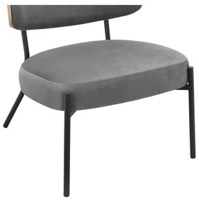 Fotoliu cu taburet gri cu tapițerie din catifea Jerry – Støraa