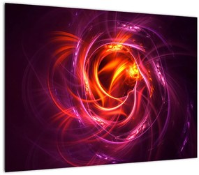 Tablou pe sticlă cu abstracțiune modernă care luminează (70x50 cm)