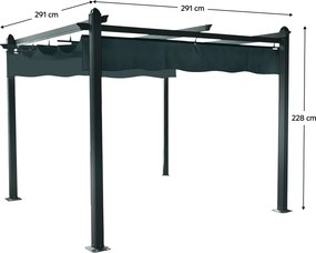 Pergolă de lux cu acoperiş glisant, aluminiu, grafit, PEPY LUX