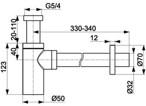 Sifon rotund de chiuvetă KFA Armatura 600-003-81 alamă/negru mat