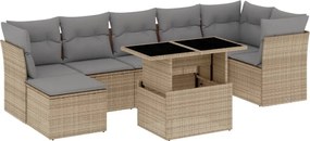 vidaXL Set canapele de grădină, 8 piese, cu perne, bej, poliratan