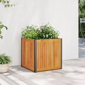 vidaXL Jardinieră de grădină, 45x45x44 cm, lemn masiv acacia/oțel