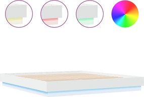 vidaXL Cadru de pat cu lumini LED, alb, 180x200 cm
