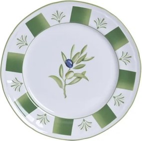 Farfurie din porțelan cu motiv măsline, verde, 27×27×2,8 cm, „Olivo"