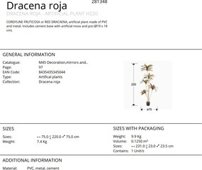 Planta artificiala decorativa Dracena roja, H220