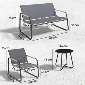 Outsunny Set mobilier grădină pentru 4 persoane, lounge respirant cu canapea 2 locuri, 2 fotolii, design tip sfoară, masă rotundă, picioare reglabile | Aosom Romania