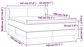 Pat box spring cu saltea, maro, 140x190 cm, piele ecologica Maro, 140 x 190 cm, Design simplu