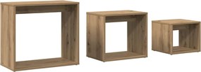 vidaXL Măsuțe stivuibile, 3 buc., stejar artizanal, lemn prelucrat
