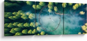 Tablou - O pădure învăluită în ceață (cu ceas) (90x30 cm)