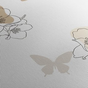 Tablou - Flori bej cu fluture N⁰2 (150x105 cm)