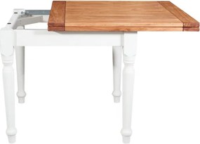 Masa pliabila, L90(180) 90 H80 cm, culoare natur alb antic, Lemn masiv