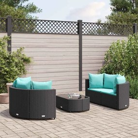 vidaXL Set mobilier de grădină cu perne, 5 piese, negru, poliratan
