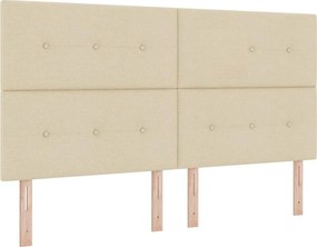 vidaXL Tăblie LED cu benzi LED cu headboard Crem 180 cm țesătură