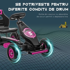 HOMCOM Go Kart a Pedali per Bambini 5-12 Anni Sedile Regolabile Ruote in Gomma | Aosom Romania
