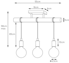 Lucide 08127/03/35 - Lustră pe cablu PAULIEN 3xE27/60W/230V