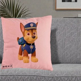 Perna Personalizata Chase PAW Patrol Albastru, 40x40 cm, Roz, Husa Detasabila, Perna Inclusa, BEKZ®