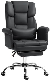 HOMCOM Scaun de birou ergonomic, înălțime reglabilă 48-56 cm, spătar reglabil, suport pentru picioare, Negru | Aosom Romania