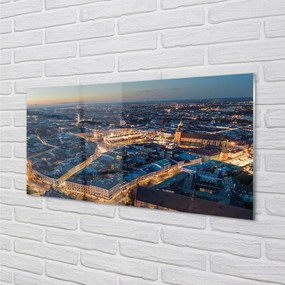 Tablouri pe sticlă panorama Cracovia noapte