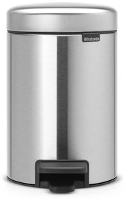 Cos de gunoi cu pedala Brabantia NewIcon 649003, 3 L, Inchidere usoara, Baza antiderapanta, Rezistent la amprente, Inox Mat